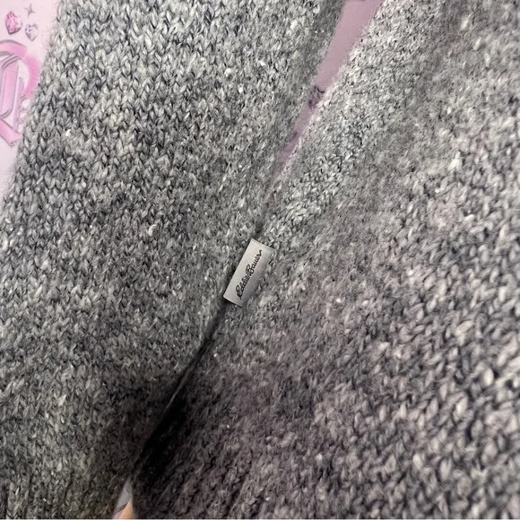 Eddie Bauer sweater turtleneck knitted heathered grey comfy winter warm cozy top - Picture 4 of 8
